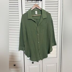 Sage Green Kona Sol Cotton Gauze Button up